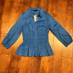WHBM Smocked Waist Poplin Blouse NWT 🏷️